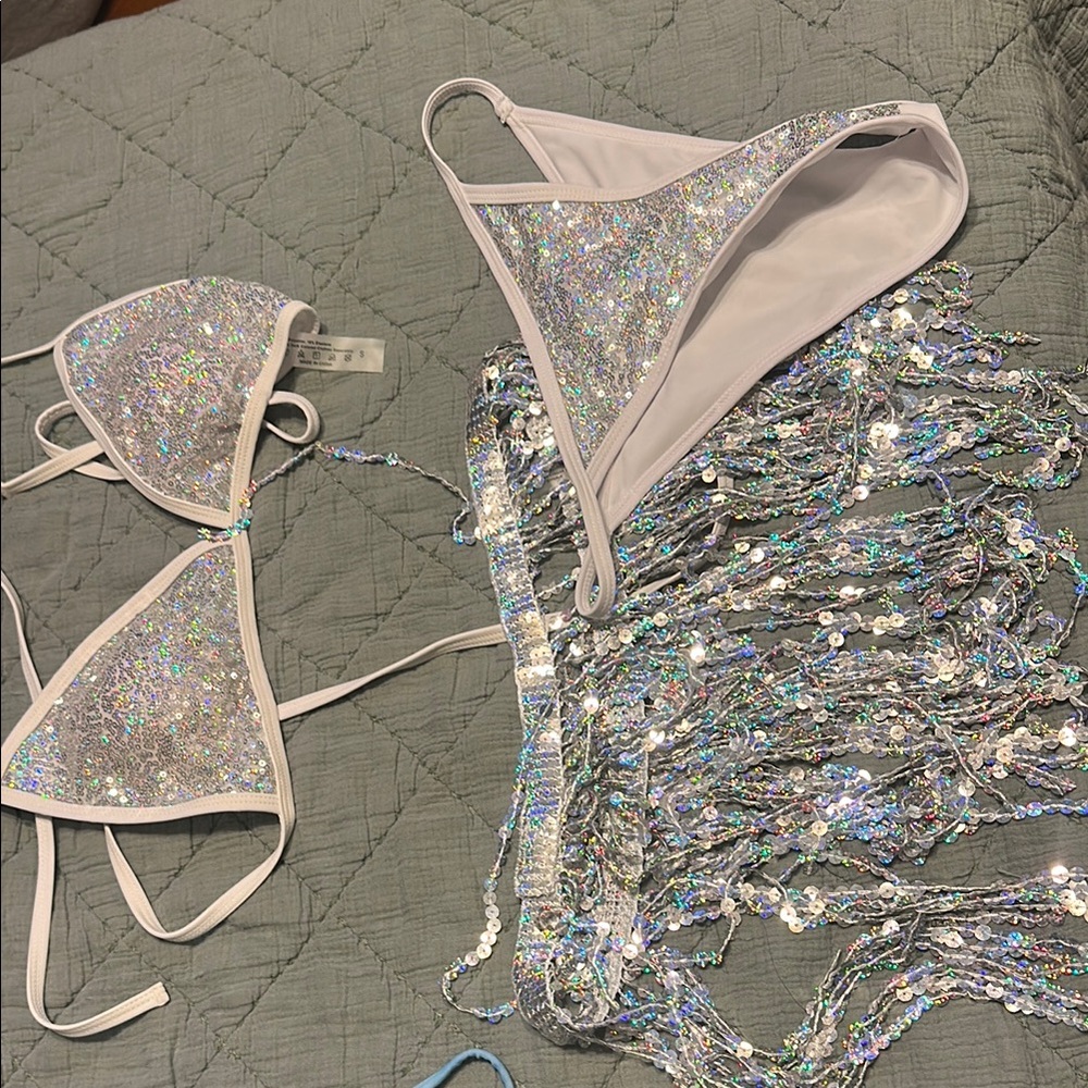 Silver Sequin Bikini Set